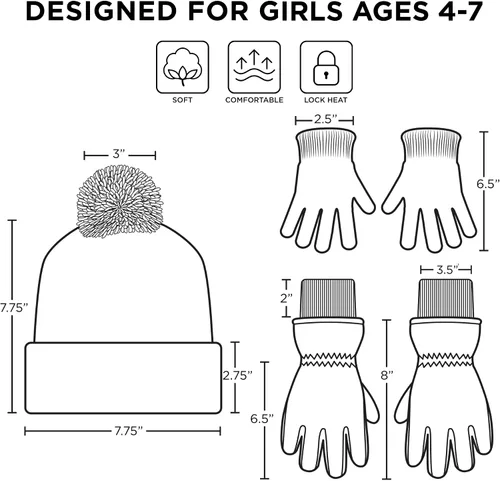 Miniatura 7 de Disney girls Winter Hat With Knit Mittens Set and Insulated Ski Ages 2-4 Or Frozen Knit Gloves and Glove Set Age 4-7