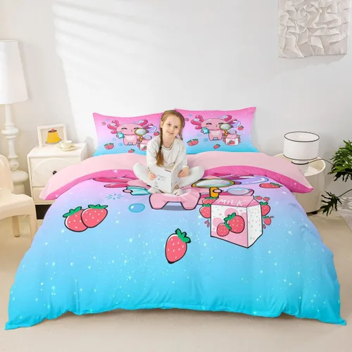 Miniatura 19 de Juego de funda de edredón para niños, diseño de pingüino de dibujos animados, tamaño King, bonito juego de ropa de cama de animales de poste ártico