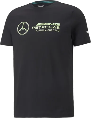 Puma Camiseta estándar con logotipo de Mercedes para hombre, color negro, talla M, Negro -