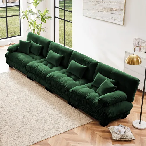 Miniatura 30 de Otomana beige para sofá modular modular, sofá individual, asiento otomano para sofá modular convertible, sofás de terciopelo para sala de estar
