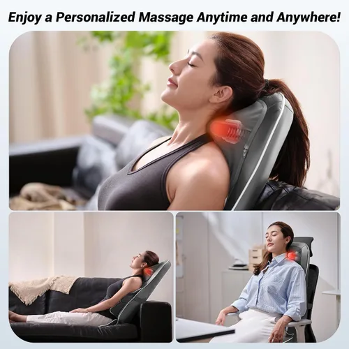 Miniatura 5 de Mynt Masajeador de Espalda y Cuello para Alivio del Dolor de Tejido Profundo, Masajeador de Cuello y Espalda Shiatsu 3D de Acupresión con Calor, Gris