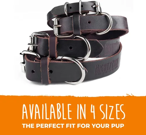 Miniatura 6 de Collar de perro de cuero Mighty Paw - Cuero genuino envejecido - Hebilla de metal fuerte - Comodidad máxima - Estilo moderno para todas las razas