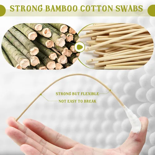 Miniatura 3 de Zhehao 300 hisopos de algodón grandes de 8 pulgadas con mango de bambú, aplicadores de punta de algodón extra largos de gran tamaño con hisopos