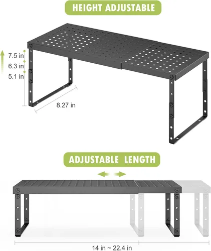 Miniatura 3 de RUILALIFE Estante organizador de gabinete expandible con altura ajustable, estante organizador de encimera de cocina apilable, elevador de estante