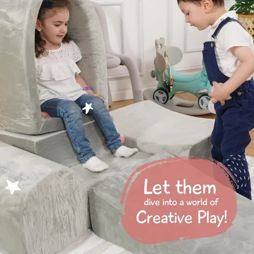 Miniatura 6 de Bloques de escalada de espuma para niños pequeños, juego suave de interior para bebés, funda de terciopelo y espuma viscoelástica de alta densidad