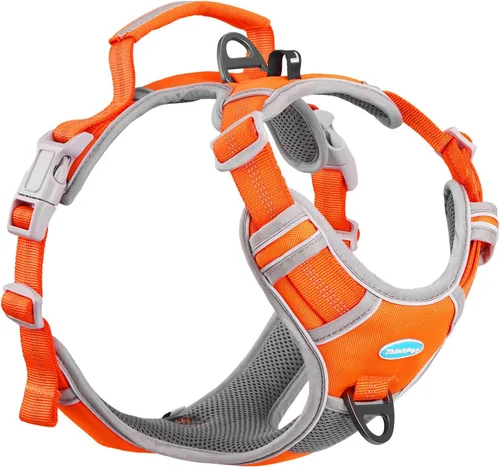 Miniatura 9 de ThinkPet Arnés deportivo transpirable, antitirones para perro, con asa, arnés reflectante y ajustable para perros medianos o grandes, clip trasero