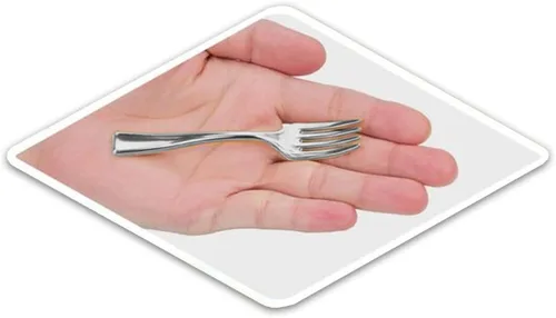Miniatura 4 de Mini tenedores de plástico para aperitivos, 100 tenedores plateados para aperitivos, suministros de fiesta, bodas, catering y más Cubiertos