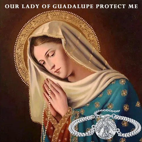 Miniatura 100 de Pulsera unisex de San Miguel/Cristóbal/Benedicto/Jude/José/Guadalupe/Ángel de la Guarda/Santa Muerte Pulsera de plata de ley 925 con cadena de doble