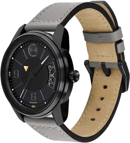 Miniatura 3 de Movado Bold 3600695 - Correa de cuero gris con esfera negra Trend Verso para hombre, Negro
