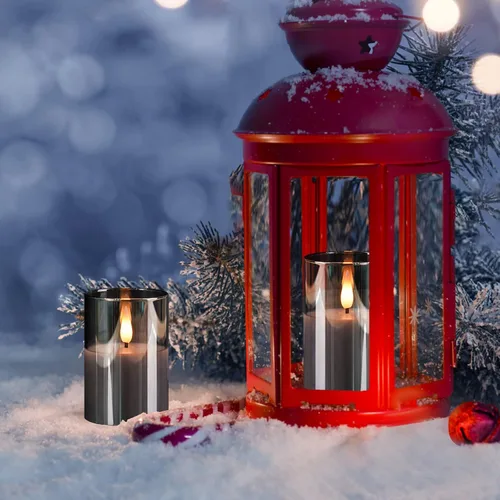 Miniatura 5 de VIODAIM Paquete de 6 velas votivas de cristal parpadeantes sin llama con control remoto, velas votivas de cera real de 2 x 3 pulgadas, funcionan