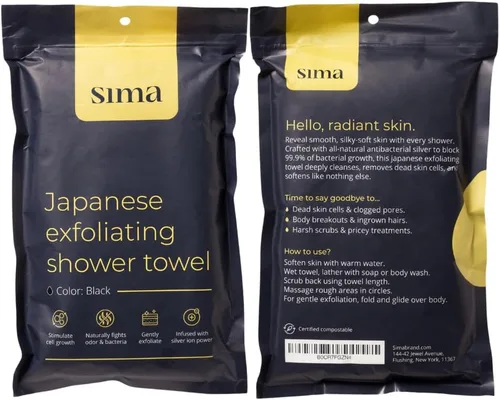 Miniatura 8 de Toalla exfoliante para la cara y el cuerpo - Toalla exfoliante japonesa con fibras hexagonales, exfoliante corporal con 2 lados para frotar y lavar