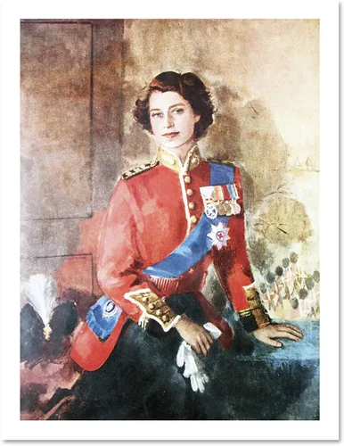 Miniatura 8 de Wee Blue Coo Pintura de la reina Isabel II Militar Regalia Retrato Artístico Marco Grande Póster Decoración de Pared 18 x 24 pulgadas