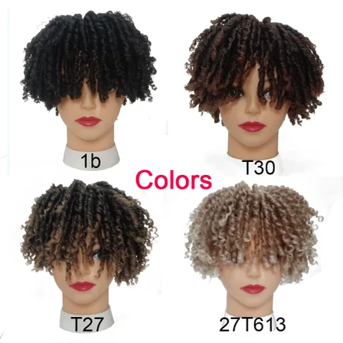 Miniatura 5 de Locs Wiglets - Peluca de cabello con rastas para mujeres/hombres, 6 pulgadas, corto, rubio ceniza ombré, con clip, trenzado, media peluca, peluca