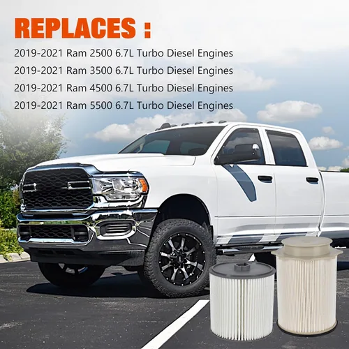 Miniatura 2 de Kit separador de agua con filtro de combustible Cummins de 6.7L compatible con motores diésel Turbo 2019-2024 Dodge Ram 2500 3500 4500 5500 6.7