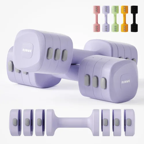 Miniatura 16 de Lightweight Adjustable Dumbbell Kettlebell Set - 4 in 1 Free Weight Set with Kettlebell Grip Converter, Each 2.2 3.3 4.4 5.5lb Quick Change