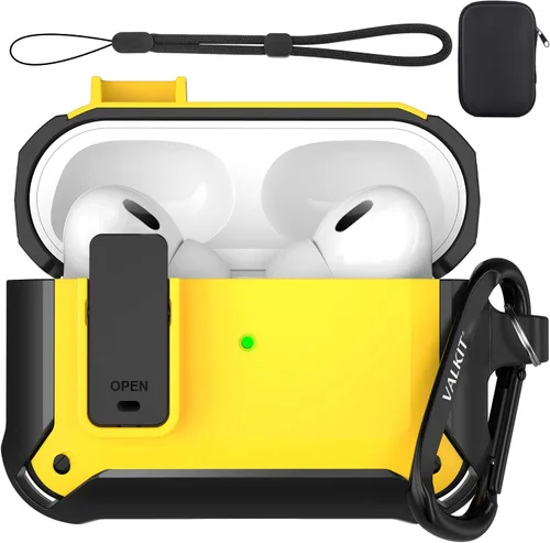 Miniatura 36 de Valkit Funda para Airpods para hombres con cerradura, funda de cuerpo completo con llavero para AirPods de Apple a prueba de golpes, funda