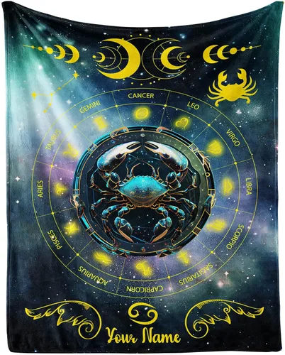 Miniatura 10 de Manta del zodiaco Tauro, manta de franela de 50 x 40 pulgadas, manta de franela con temática de astrología y estrellas y vibrante, manta suave