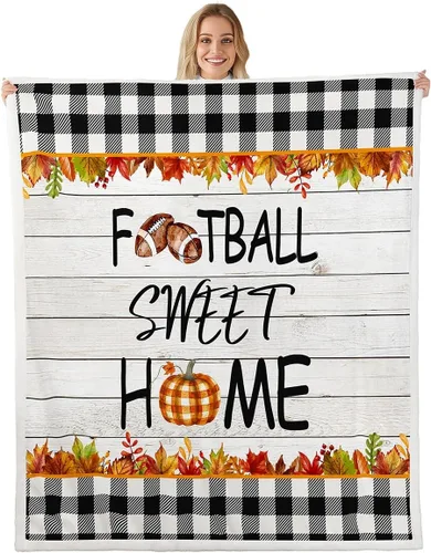 Miniatura 8 de Manfei Manta de calabaza otoñal, manta de cama floral de hojas verdes para decoración de habitación de niños y niñas, manta de plantas botánicas