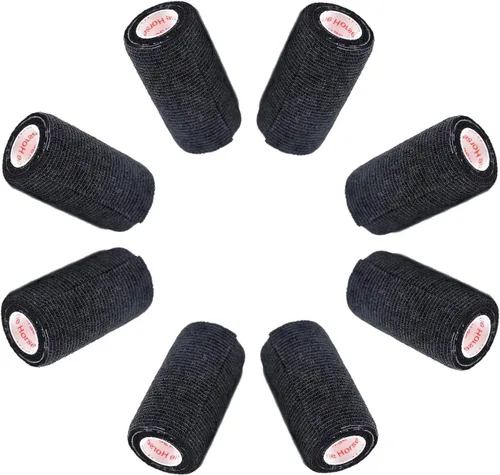 Miniatura 34 de Cinta adhesiva para veterinarios (negro) (paquete de 2) (4 pulgadas x 15 pies), autoadhesiva, adherente, cohesiva, flexible, autoadhesiva, rollo