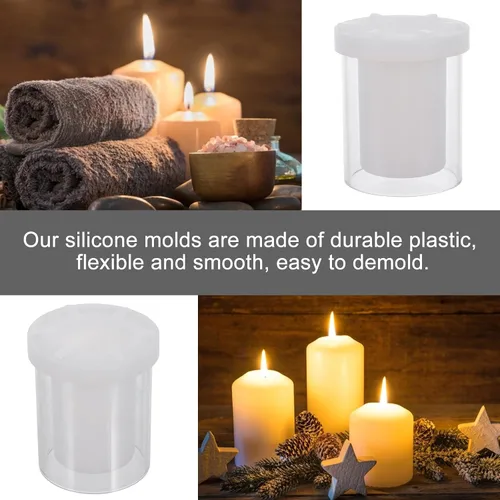 Miniatura 5 de HEALLILY Molde cilíndrico hueco para velas de 3.54 x 4.13 pulgadas, molde de silicona para hacer velas perfumadas y proyectos de manualidades
