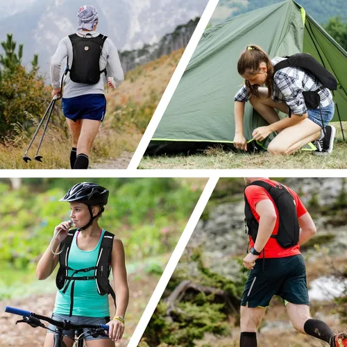 Miniatura 8 de Mochila de Hidratación con Bolsa de Agua de 2 L, Chaleco Ligero y Transpirable para Correr para Hombre, Paquete de Agua Ajustable con Correas