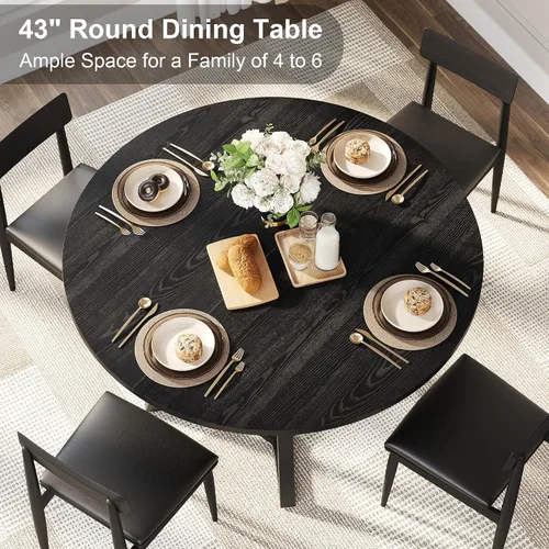 Miniatura 4 de knoworld Mesa de comedor redonda de 43 pulgadas para 4, mesas de cocina, mesa de comedor circular con marco de metal de pedestal, mesas de cocina