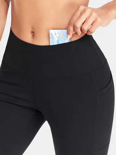 Miniatura 5 de IBL Leggings suaves para mujer con bolsillos de 27 pulgadas, pantalones de compresión de cintura alta para entrenamiento y yoga