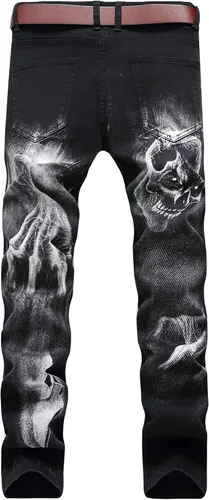 Miniatura 70 de Baylvn - Pantalones de mezclilla entallados y estampados para hombre con corte recto