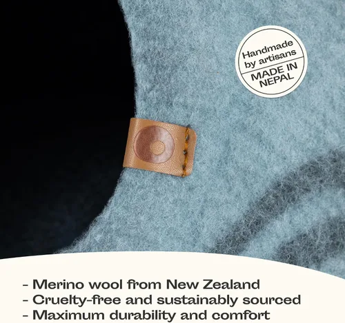 Miniatura 3 de MEOWFIA Cat Cave - Cama de fieltro prémium para gatos de interior, hecha a mano, 100% lana merino (aguamarina, mediana)