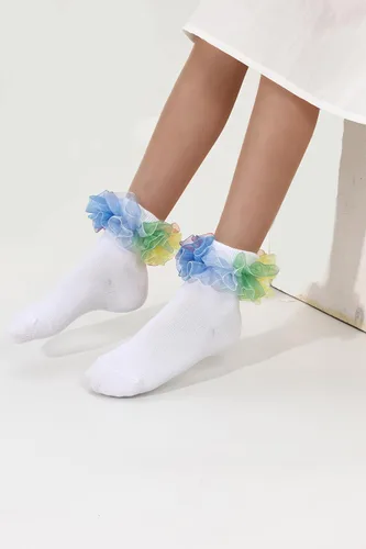 Miniatura 6 de WEIDUAINI Calcetines de algodón con volantes de encaje para bebés y bebés