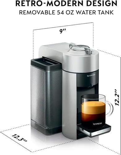Miniatura 2 de Nespresso Vertuo - Cafetera de café y espresso de De'Longhi, 1597 mililitros, color plateado