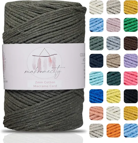 Miniatura 22 de Makromecity, Cordón de macramé de algodón de 0.079 in x 195 yardas (590 pies) de algodón reciclado de 0.079 pulgadas, hilo de ganchillo para Azul