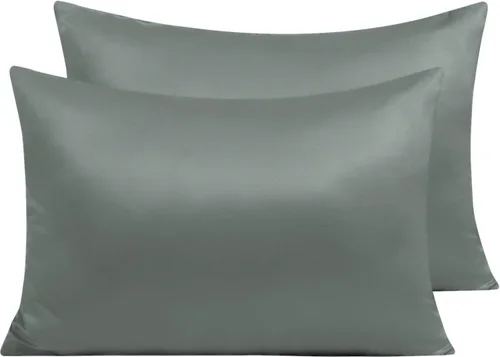Miniatura 48 de NTBAY - Fundas de almohada de satén con cremallera, súper suaves y lujosas fundas de almohada Negro