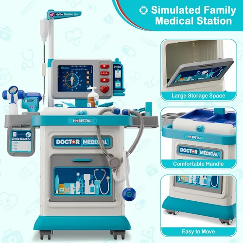 Miniatura 2 de AuroTops Kit de Doctor para Niños Pequeños 3-5, Juego de Doctor de 26 Piezas para Niños de 3-8 Años, Juguete de Juego de Roles Carrito Médico