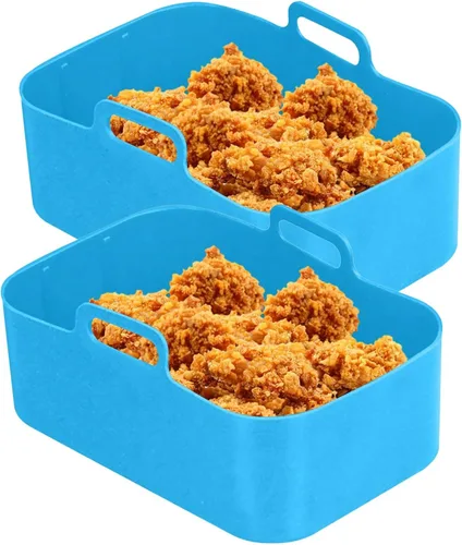 Miniatura 8 de Olla de silicona para freidora de aire Cesta rectangular reutilizable para freidora de aire, olla para hornear de alta temperatura, sartén