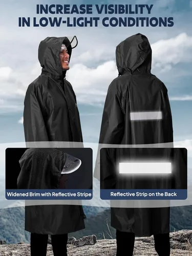 Miniatura 5 de Anyoo Poncho de lluvia con capucha, impermeable, ligero, para hombres, mujeres y adultos, con bolsillo para senderismo, camping, actividades al aire