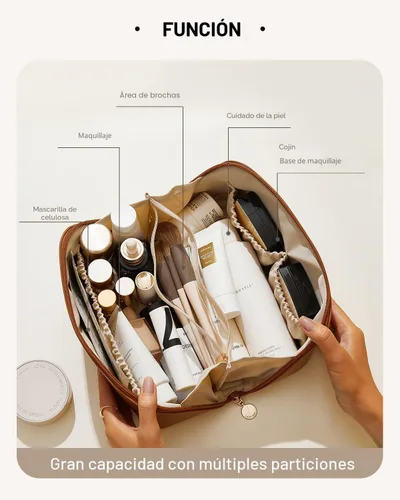 Miniatura 2 de EACHY Bolsa de Maquillaje de Viaje, Bolsas de Cosméticos de Gran Capacidad para Mujeres, Bolsa Portátil Impermeable que se Abre Plana, Bolsa de Aseo