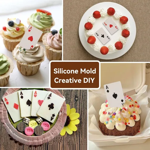 Miniatura 4 de Moldes de silicona para tarjetas de póquer, molde de silicona para hornear, moldes de silicona para alimentos, utensilios para hornear para pastel