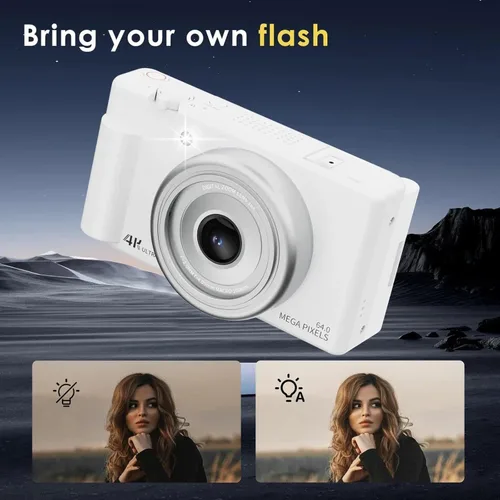 Miniatura 4 de Cámara digital 4K para fotografía Cámara de vlogging de 64MP para video de YouTube 2.8 pulgadas, 270°, cámaras de viaje con zoom 16X con tarjeta