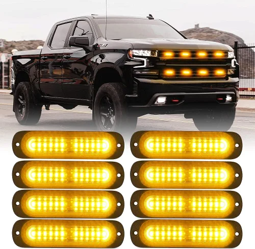 Miniatura 13 de Xprite Kit de 12 luces LED estroboscópicas de emergencia ámbar, superficie empotrada, marcador lateral, parrilla de advertencia de peligro, cabeza