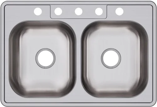 Miniatura 10 de Dayton D233221 Equal - Fregadero de acero inoxidable con doble tazón, 33 x 22 x 6.5 pulgadas