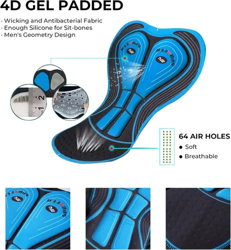 Miniatura 6 de sponeed Pantalones cortos de ciclismo para hombre, pantalones acolchados para ciclismo, ropa de ciclismo