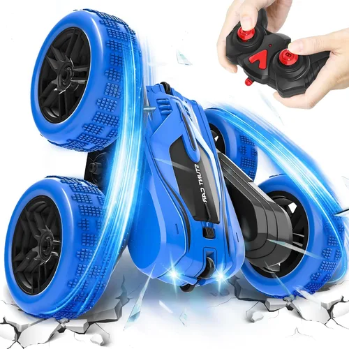 A ALPHA Coche de control remoto, auto de acrobacias RC de doble cara giratorio de 360° 4WD 2.4GHz juguetes para niños de 5 a 7 a 13 años, regalo de