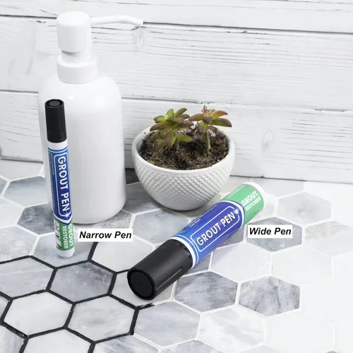 Miniatura 8 de Rotulador de pintura para azulejos: negro, paquete de 1 y 2 unidades con puntas adicionales (estrecha, 0.197 in), colorante y sellador impermeable