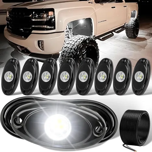Miniatura 12 de Luces de roca LED 4PODS, de neón impermeable, luz para bajos de la carrocería para automóvil, camioneta, ATV, UTV, SUV, Jeep Offroad, lancha Blanco