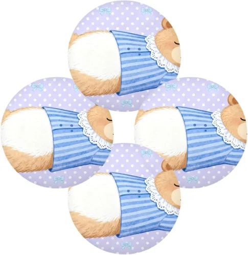 Miniatura 2 de Cartoon Cute Bear Purple placemats Circle Reusable Chalkboard placemats 15x15 in manteles para mesa