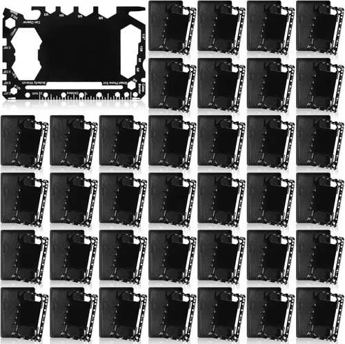 Miniatura 7 de Cholemy 1 cartera para tarjetas de crédito, multiherramienta 46 en 1, herramienta de bolsillo de supervivencia de metal de acero inoxidable