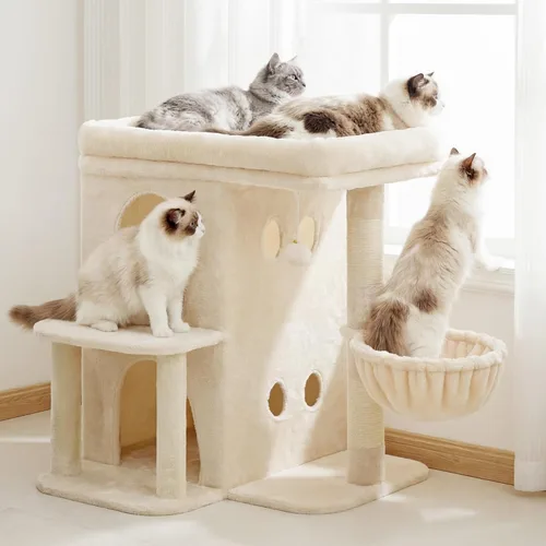 Heybly Árbol para gatos, torre para gatos de 25.6 pulgadas con amplia percha superior para gatos grandes, muebles de casa para gatos estilo escalera
