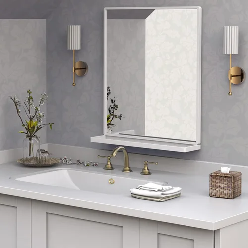 Miniatura 10 de ANYHI Espejos de baño para pared, espejo de pared de metal con estante, perfecto para sala de estar, dormitorio, entrada, rectangular, vertical Negro
