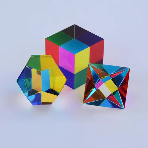 Miniatura 7 de CMY Cubes The Mundus (1.969 in) - Poliedro cian, magenta y amarillo - Dodecaedro de mezcla de colores sustractivo - enseña la mezcla